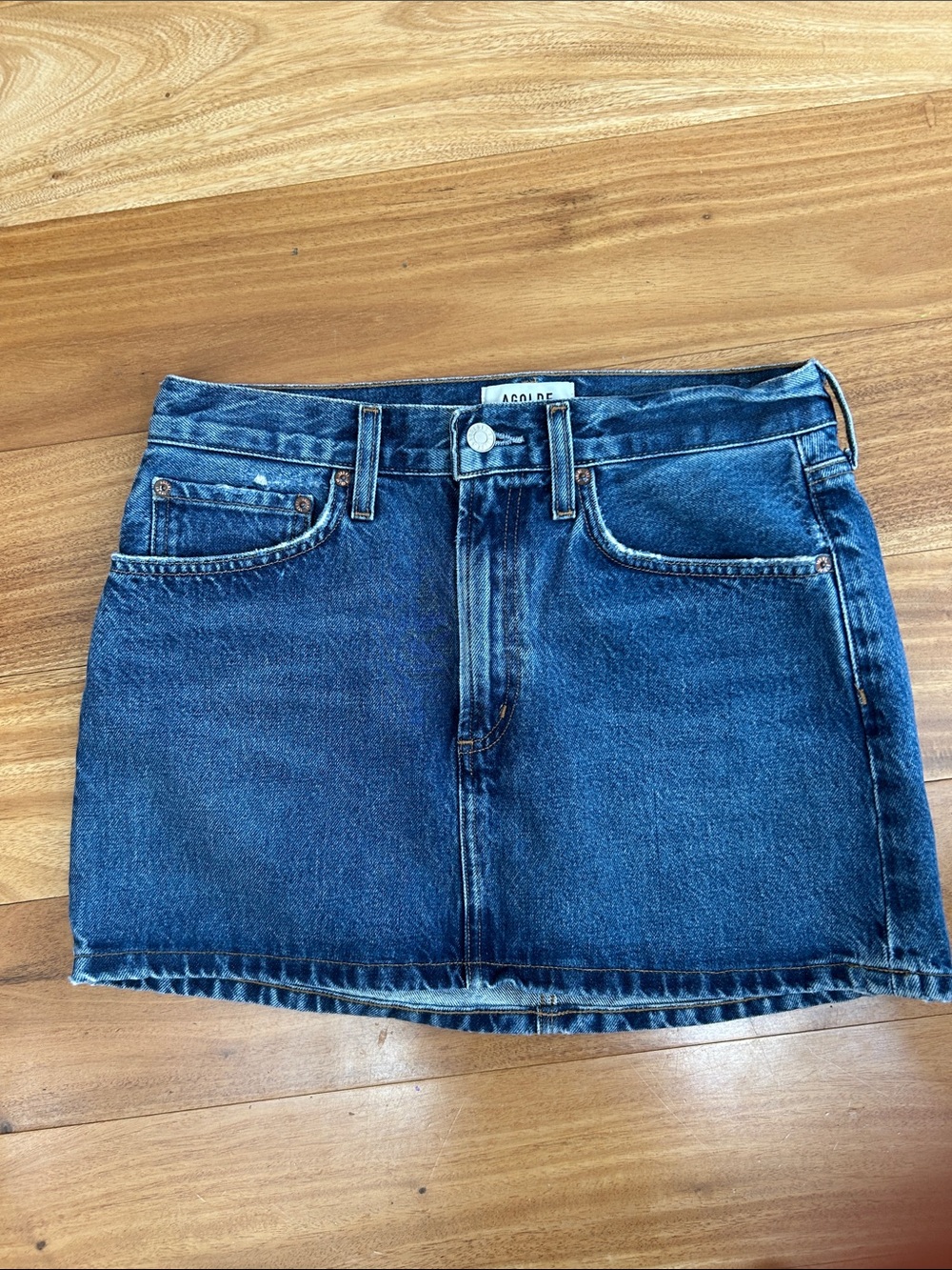Agolde Dark Blue Denim Mini Skirt